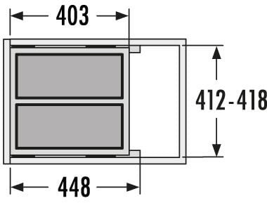 Euro Cargo S afvalsysteem 45B x 44H 19/19L incl. geleiders