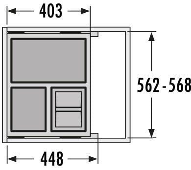 Euro Cargo S waste system 60B x 44H 30/13/13L incl. guides