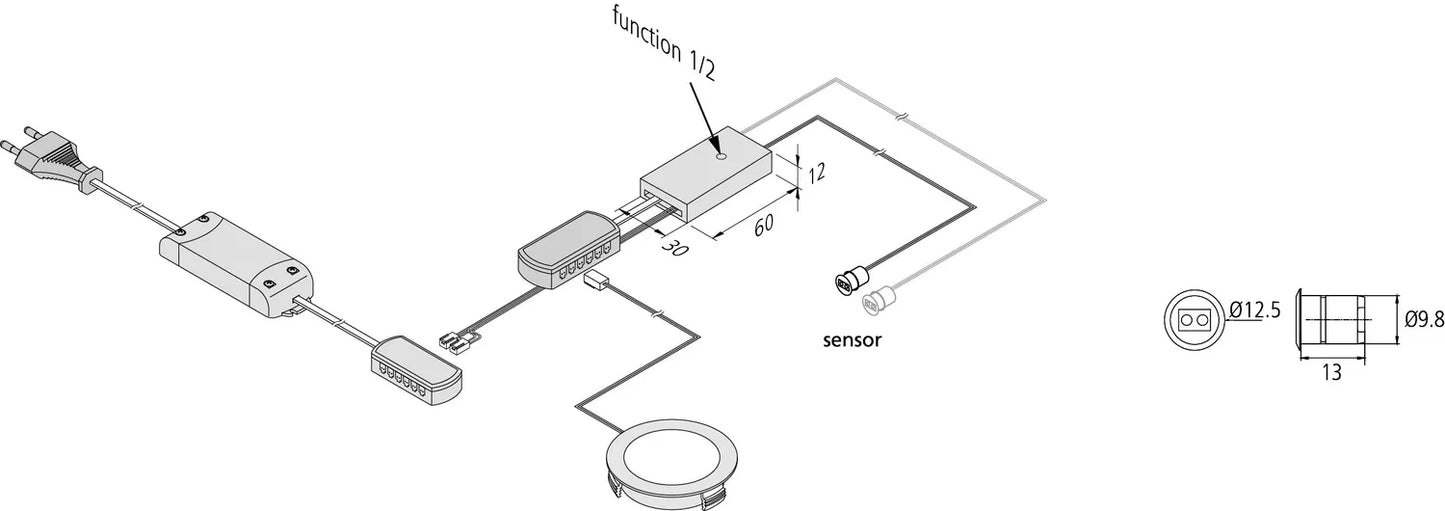 Infrarood schakelaar max. 72W 10mm met 2 sensors