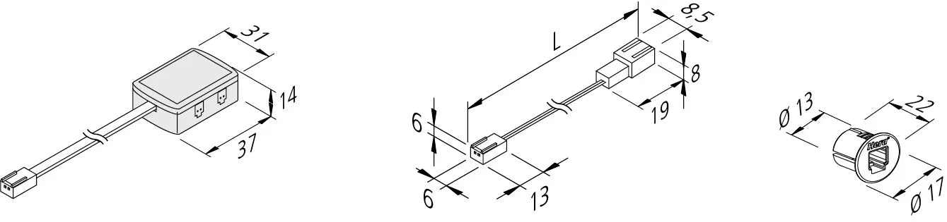 Voedingsverlengkabel 10cm