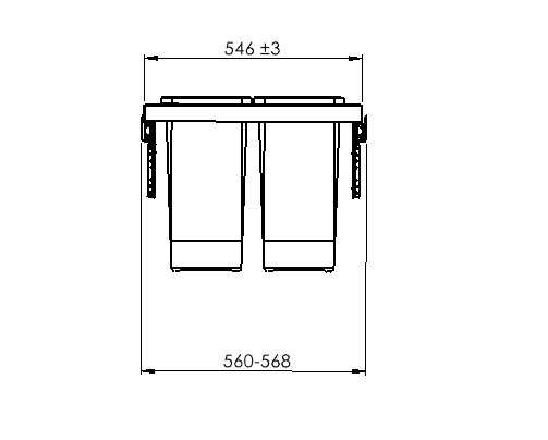 SIGE waste system 60B x 44H 24/24L incl. Quooker guides