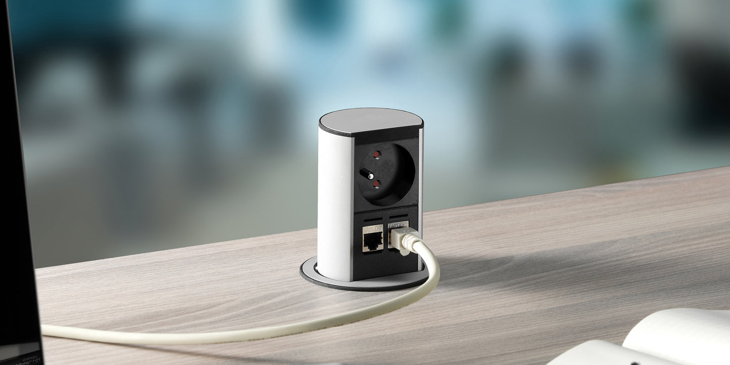 Elevator socket 1x230V + 2xUSB - 2m RA