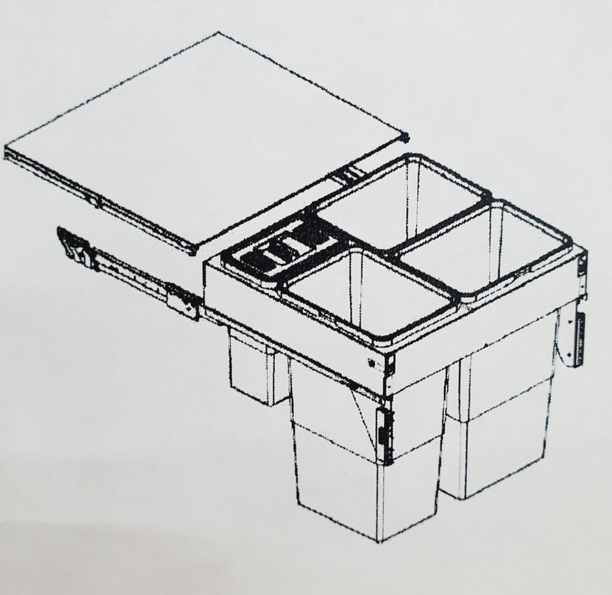 SIGE afvalsysteem 60B x 44H 24/24/24/8L incl. 500 geleiders