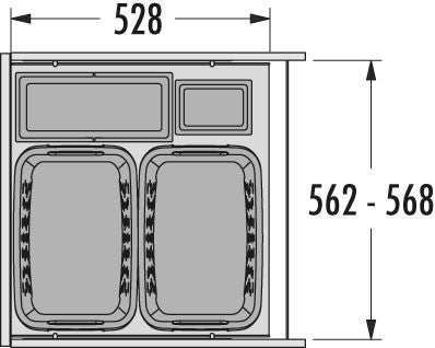 Laundry Carrier 600 2x33L+12L+2,5L incl. geleiders