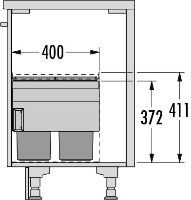 Cargo Aqua afvalsysteem 60B x 37H 13/13L incl. geleiders Quooker