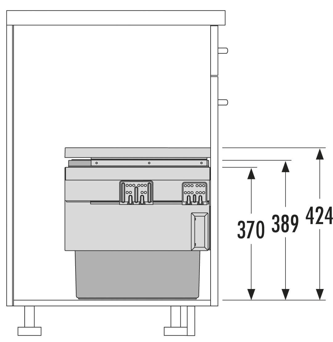 Cargo Synchro waste system 60W x 37H 28+13+13L incl. guides 