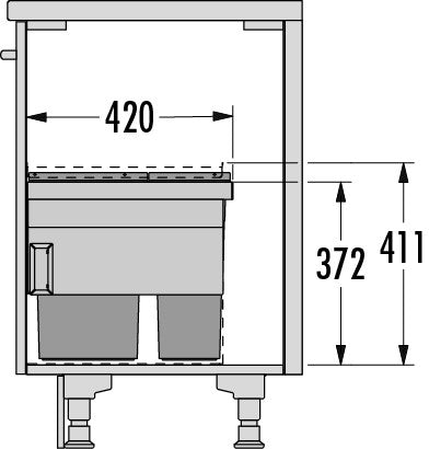 Cargo Aqua afvalsysteem 75B x 37H 28/18L incl. geleiders Quooker