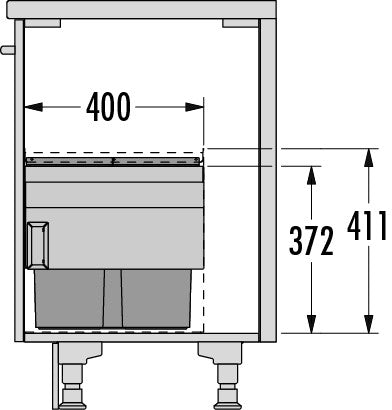 Cargo Aqua afvalsysteem 90B x 37H 28/13/13L incl. geleiders Quooker