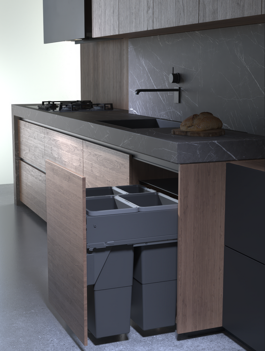 SIGE afvalsysteem 60B x 37H 15/15/15/8L incl. 500 geleiders