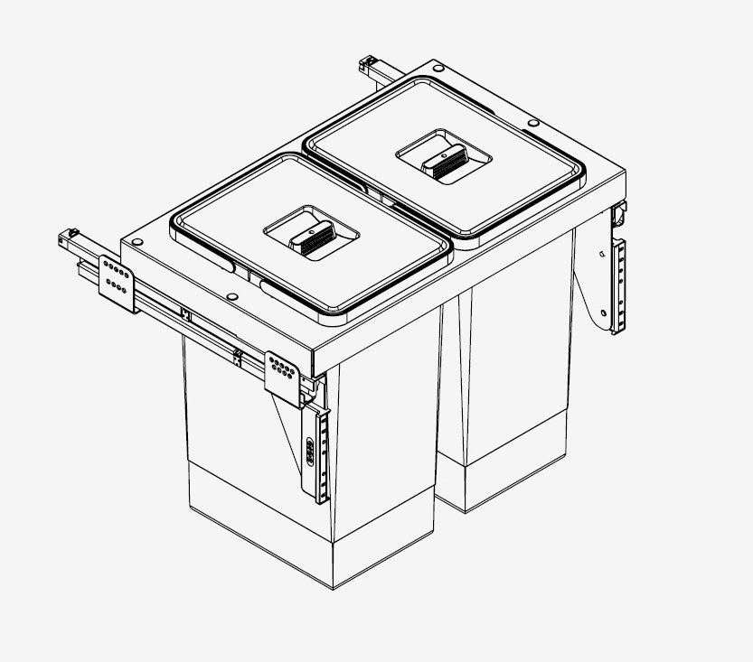 SIGE afvalsysteem 60B x 44H 24+24L incl. geleiders Quooker