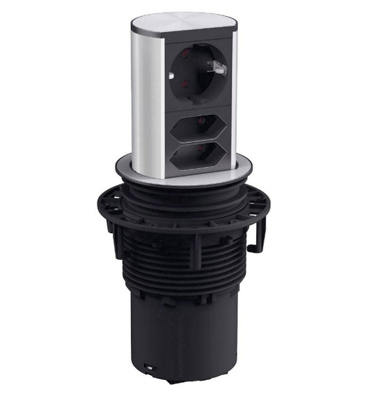 Elevator stekkerdoos 1x230V + 2xEuro - 2m RA