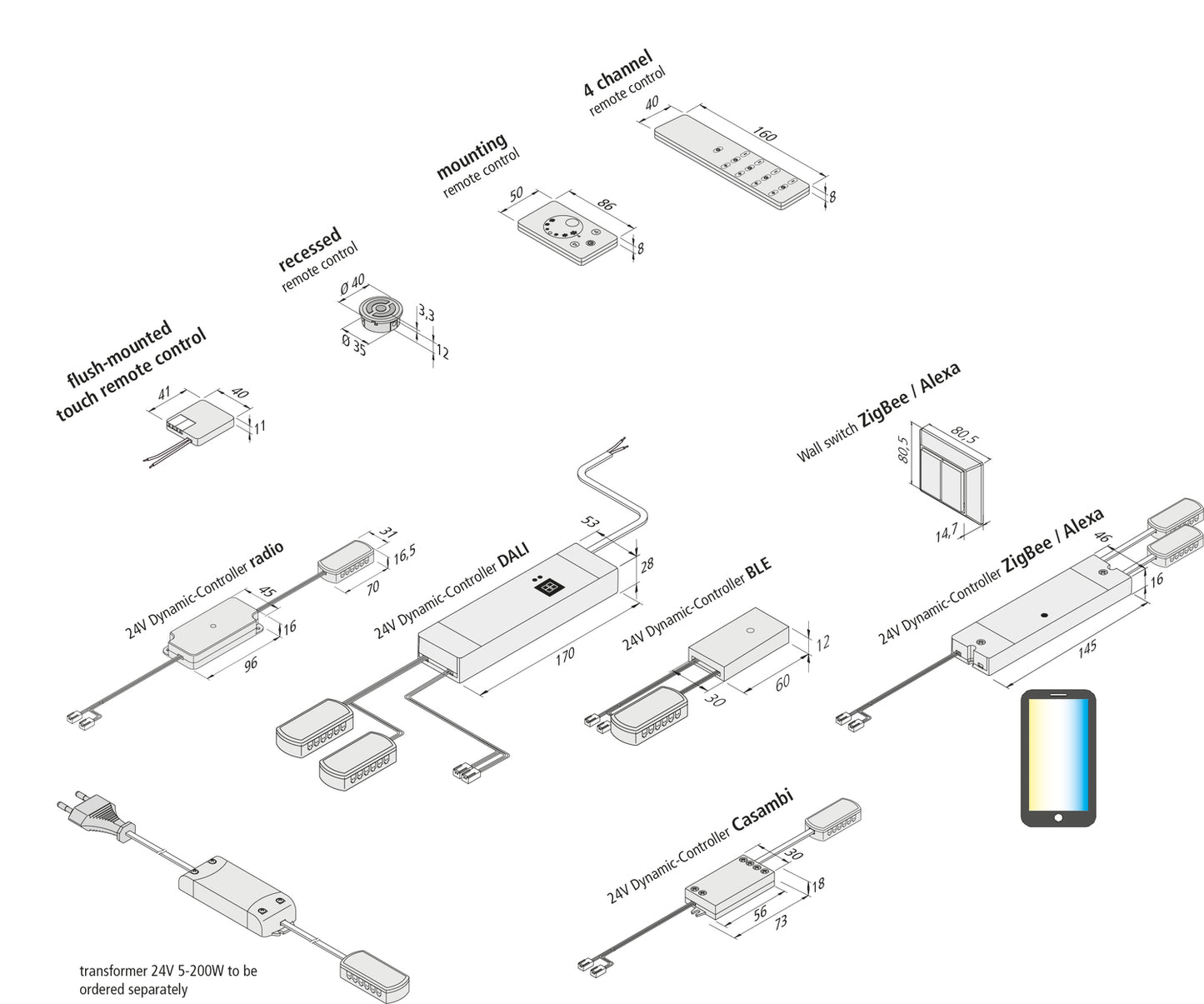 Remote control wall switch built-in 