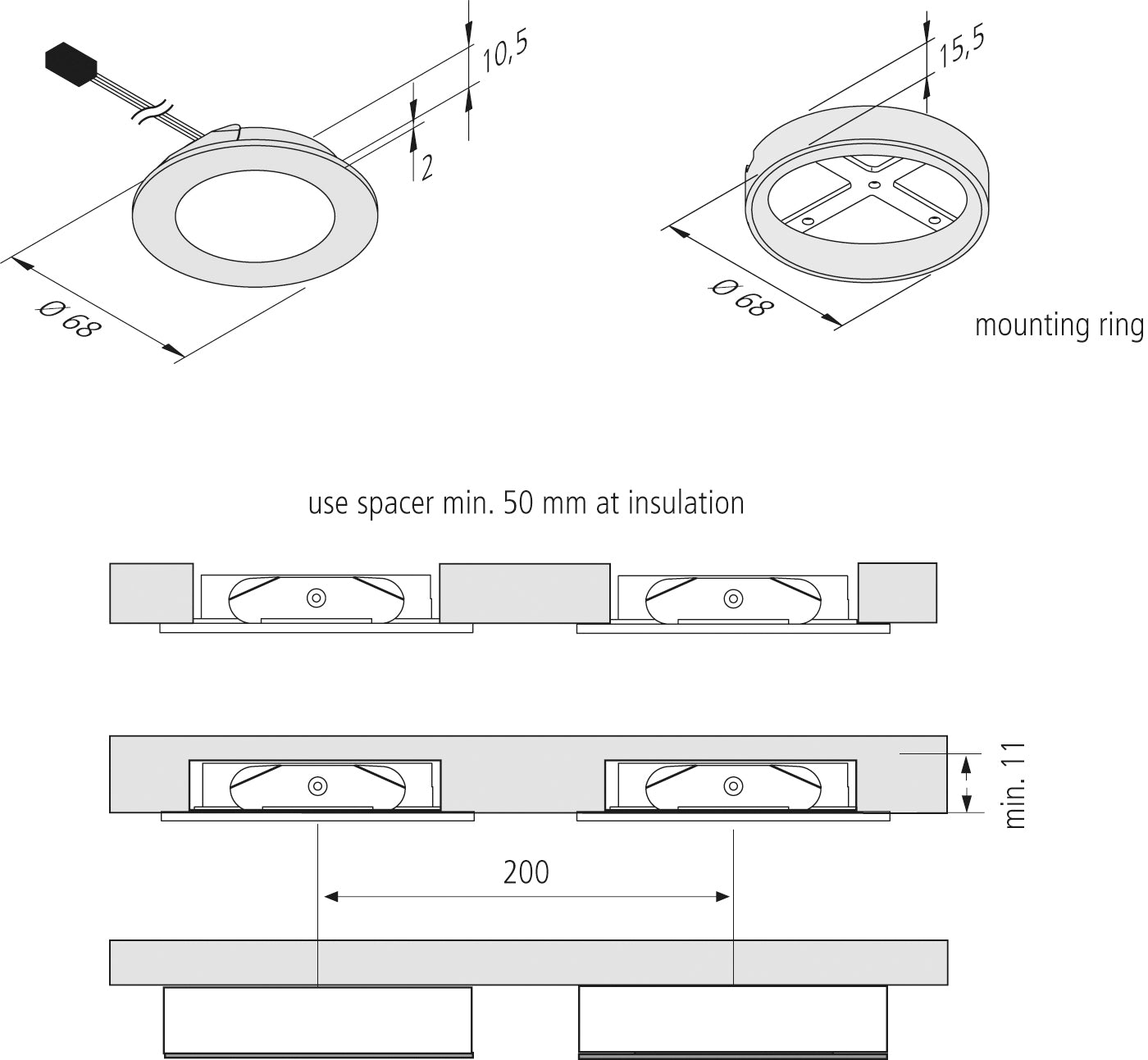 Dynamic FR 55-LED spot 3W 