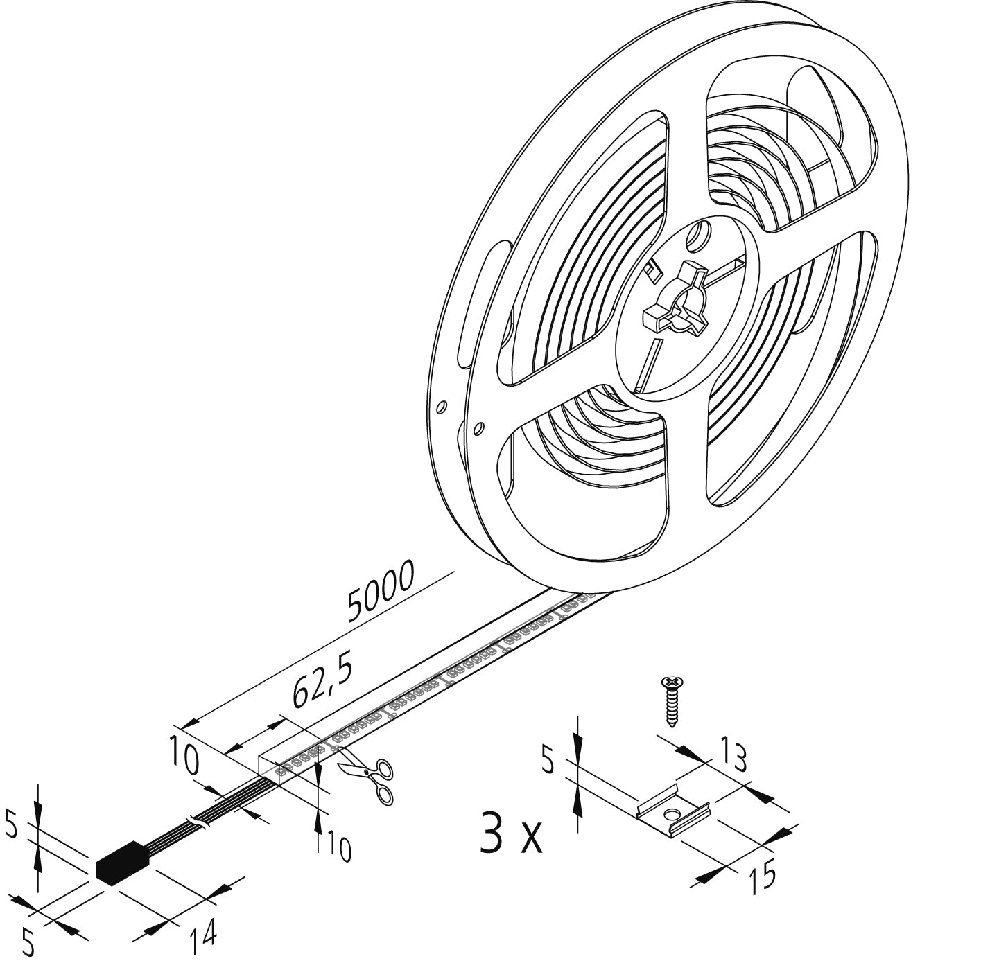 Dynamic Tape F 40W 5m + 2,5m voedingskabel