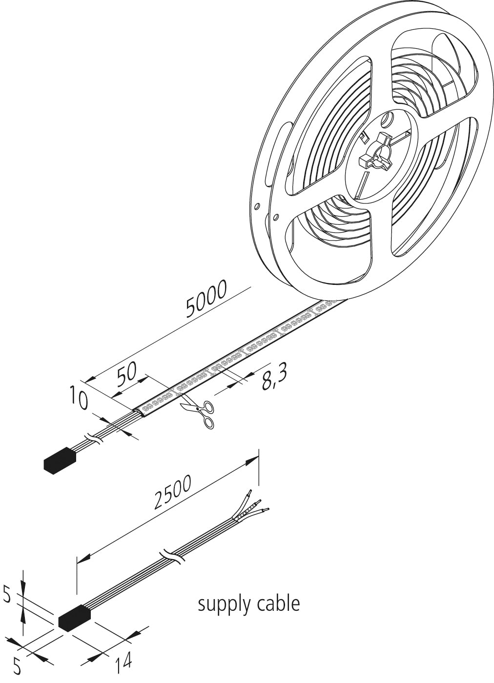 Dynamic Tape S 75W 5m + 2.5m power cable