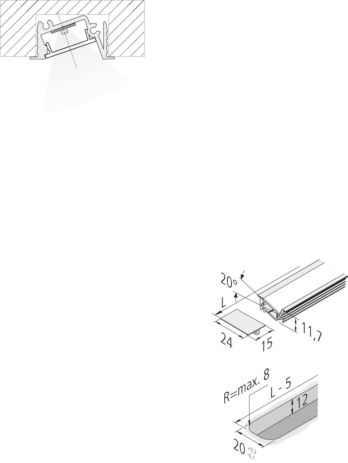 24mm milling profile I 20x15x2950 oblique 