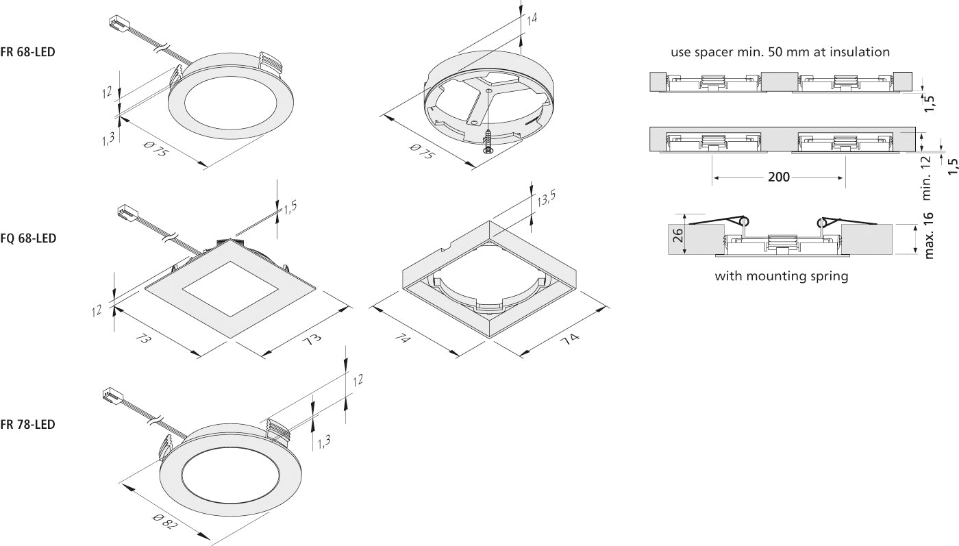 FR 68-LED spot rond 4W ww