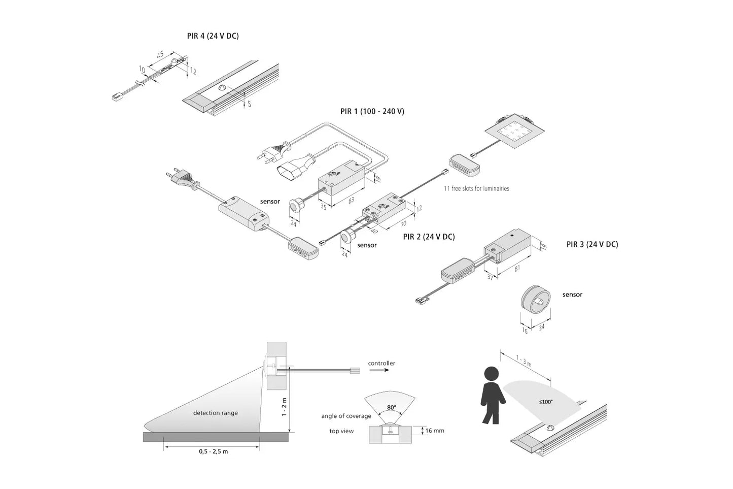Mini motion sensor PIR 1S - 220V 250W 
