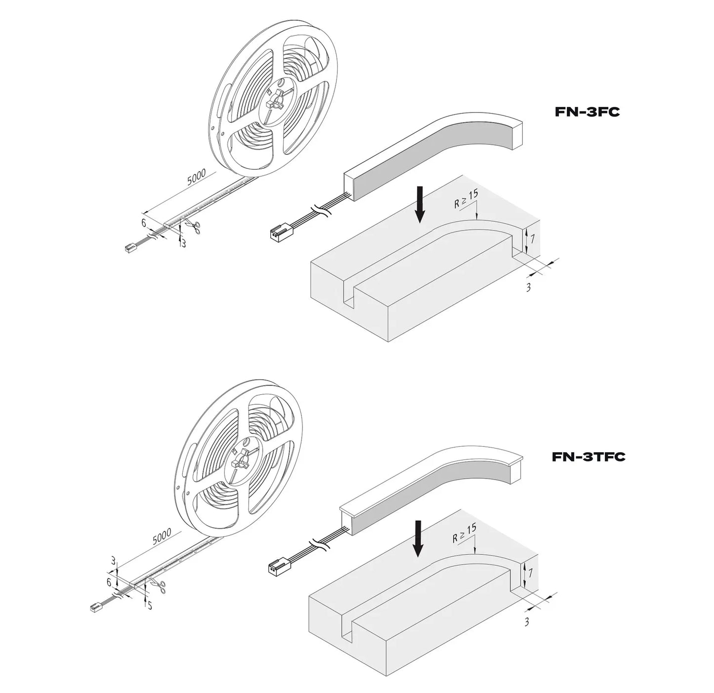 LED FN-3TFC Tape 5m 1200 LED 45W ww