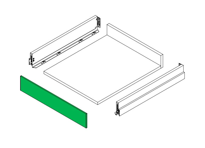 Nova Scala inner drawer front H90 1160x95x8mm