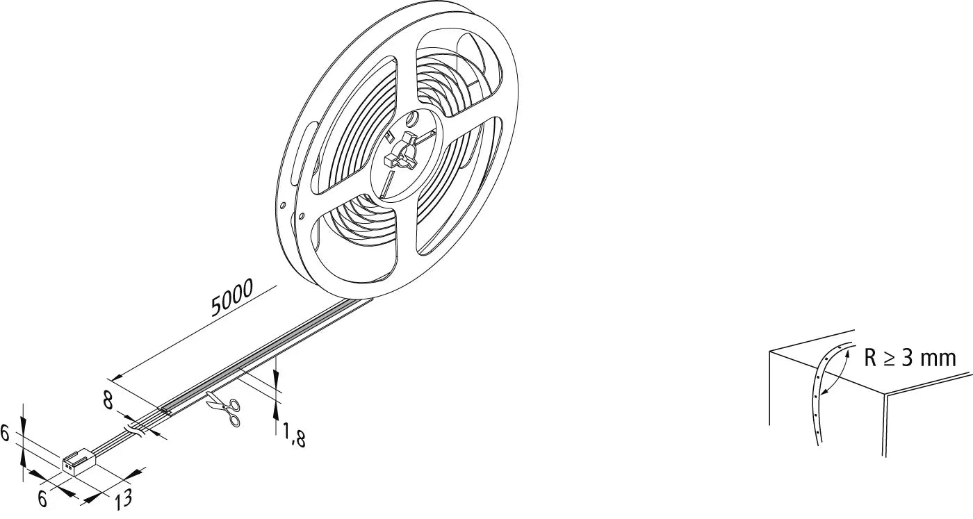 LED COB-8FC Tape 5m 36W ww