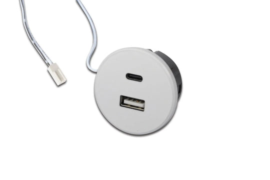 USB-A + USB-C oplader/contactdoos 24V 20W